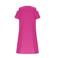 thumbnail image 6 of FSYBOA Girls Summer Dresses, Casual Crew Neck Cold Shoulder Short Sleeve Kids Dresses with Pockets Hot Pink Size 14-15 T, 6 of 6