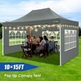 thumbnail image 6 of COBIZI 10x15 Canopy Tent with 4 Sidewalls,Heavy Duty Pop Up Canopy Tent for Parties Wedding,Commercial Canopy with Roller Bag,UV 50+&Upgraded Waterproof,Thickened Legs,Gray, 6 of 10