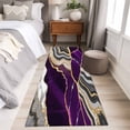 thumbnail image 4 of 2'x6' Rug Runners for Hallways Kitchen, Purple Marble Non Slip Entryway Beside Floor Carpet Runner, Grey Gold Texture Vintage Farmhouse Art Washable Laundry Room Bedroom Throw Rugs Mat for Family Pet, 4 of 8