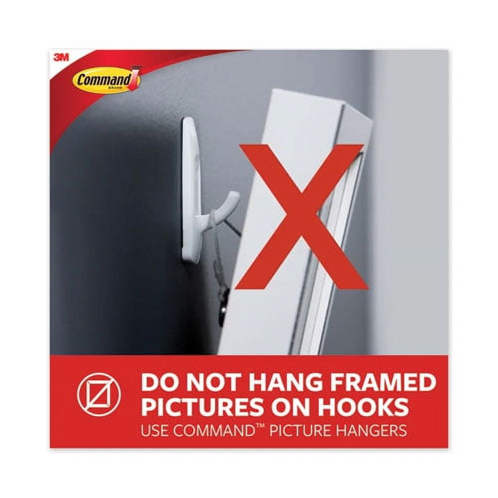 General Purpose Hooks, Small, Plastic, White, 1 Lb Cap, 6 Hooks And 12 Strips/pack | Bundle of 10 Packs