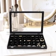 thumbnail image 2 of Jewelry Organizer Velvet Jewelry Tray Showcase Display Case Storage Necklace Bracelet Ring Earring Organizer Box Stackable Clear Lid Lock(Multi Jewelry Box), 2 of 6