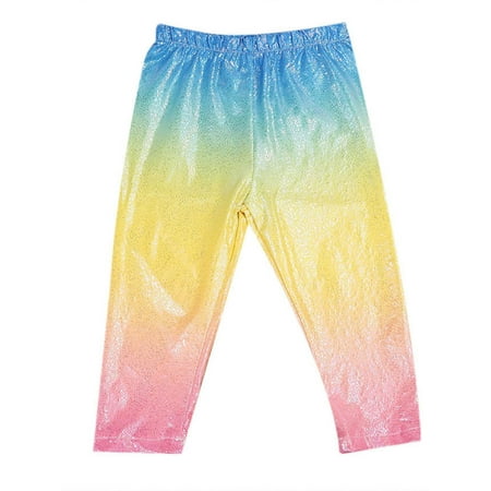 

Baby Girls Rainbow Shiny Sequins Leggings Trousers Skinny Princess Pants Bottom