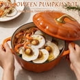 thumbnail image 3 of Ktaxon 5 Quart Pumpkin Enameled Cast Iron Dutch Oven with Upgraded Textured Handles, 500°F Oven Safe Pumpkin Pot w/ Potholder & Gloves, Halloween & Thanksgiving Gift, 3 of 12