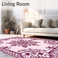 thumbnail image 2 of ODIKA 3'x5' Machine Washable Non-Slip Area Rug, Garden with Stylized Vinework and Petal Echoes High Traffic Rug with Pad, Pink, 554264, 2 of 8