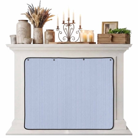 Magnetic Fireplace Cover Blue Aesthetic Stripes Fireplace Screen Solid Color Pinstripes Insulation Fireplace Blocker Blanket Save Energy Fireplace Draft Stopper Covers for Living Room 45x34
