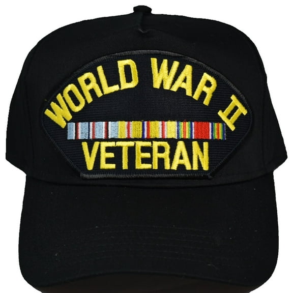 WORLD WAR 2 VETERAN WITH RIBBONS PACIFIC HAT - BLACK - Veteran Owned Business