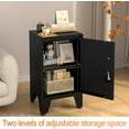 thumbnail image 4 of Metal End Table, Narrow Nightstand, Small Side Tables and Office Cabinet, Small Snack Storage Cabinet with Doors and 1 Adjustable Shelves, for Bedroom, Living Room, Office, Black + Silver, 4 of 9
