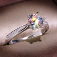 thumbnail image 2 of Womens Moissanite Ring 18K Plated Geometric Wedding Engagement Anniversary Promise Bridal Fashion Jewelry Glow, 2 of 2