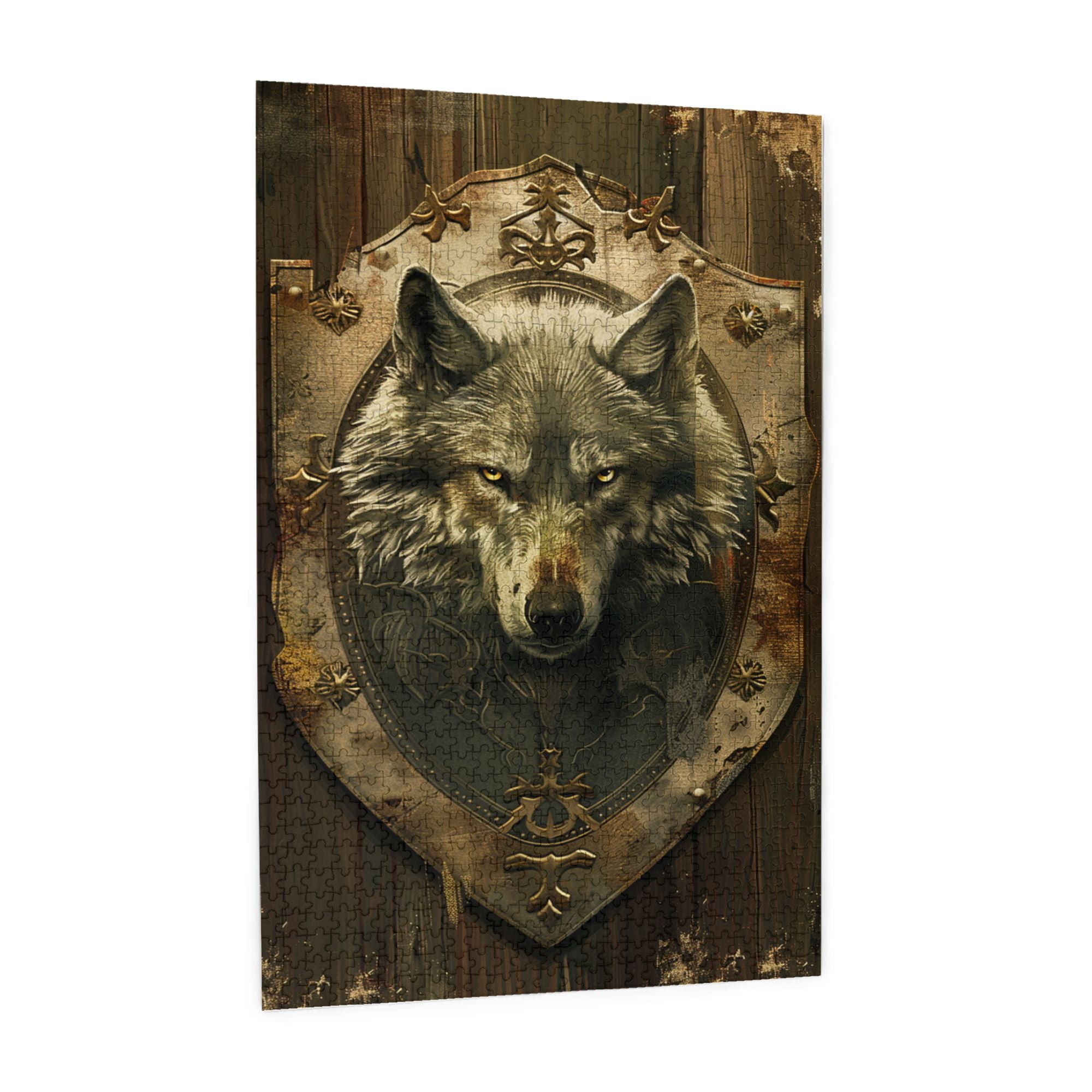 1000 pcs 1000 Piece Wooden Puzzles Wolf Head Badge,Unique Artwork for Animal,Funny Animal Art Stress relieving puzzle,for Animal Lovers Gifts,Impossible Hard Difficult Challenging Puzzles for Adults