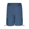 thumbnail image 3 of DPTALR George Men's Summer Cargo Shorts,Elastic Waist Knee Length,Relaxed Fit Outdoor Fishing Hiking Shorts with Multi Pockets,Blue,Big and Tall Men XL, 3 of 5