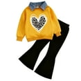 thumbnail image 4 of TAmten Toddler Girl Outfit 2-7 T Kids Toddler Girl Clothes Letter Print Sweatshirt/Hoodie Flared Pants 2Pc Outfits Set(Light Yellow,3-4 Years), 4 of 4