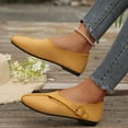 thumbnail image 4 of Samdudou Dress Shoes for Women Closed Toe Round Front Slip On Flats Unique Asymmetrical Buckle Strap Woven Textured Fabric Minimalist Aesthetic Everyday Footwear, 4 of 7