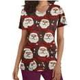 thumbnail image 1 of Mujeres Navidad Tops Cuello en V Manga Corta Impresión con Diseño de Enfermera de Bolsillo, Poliéster Ligero para las Vacaciones Y el Uso Casual Diario, 1 of 5