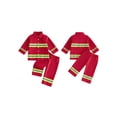 thumbnail image 2 of RUINIXCW Kids Toddler Baby Boy Girl Halloween Firefighter Costume Fall Winter Birthday Outfit Reflective Striped Button Down Collared Long Sleeve Shirt and Pants Set, 2 of 10