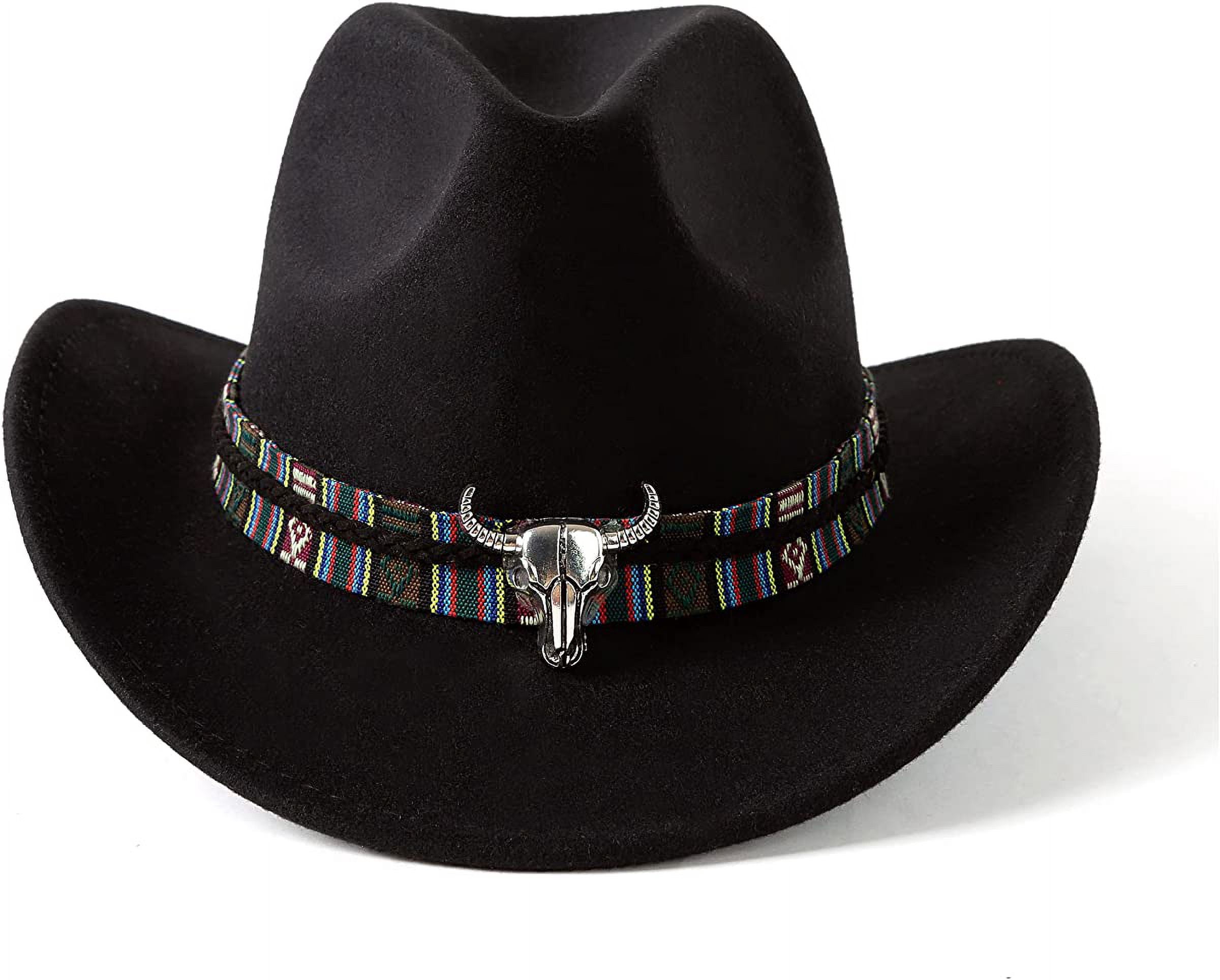 Felt Cowboy Hat with Gus Buckle Belt, Rolled Up Fedora Western Hat, Unisex S/M Jutland Wool Felt Gus Western Hat – Village Hat Shop main image 3