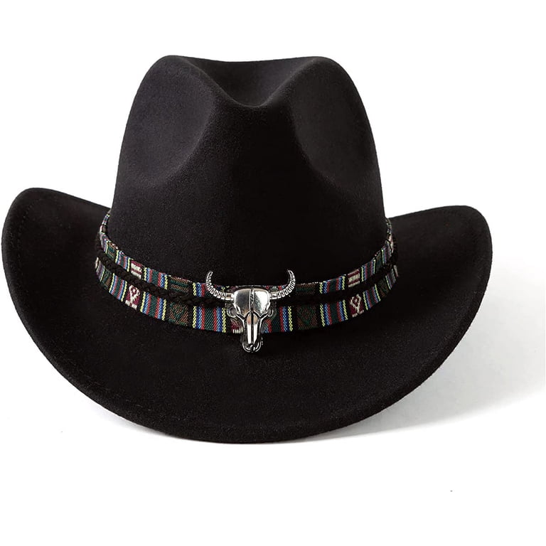 Unisex Felt Western Cowboy Hat, Classic Roll Up Brim, Belt  display picture 1