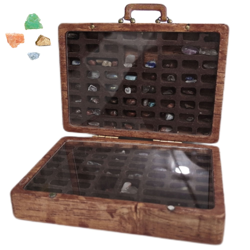 Rock Collection Boxes, Rock Collection Box for Kids Storage, Gemstones &  Rocks Storage Set in Wooden as an Educational Gift for Boys Girls (Color :  4