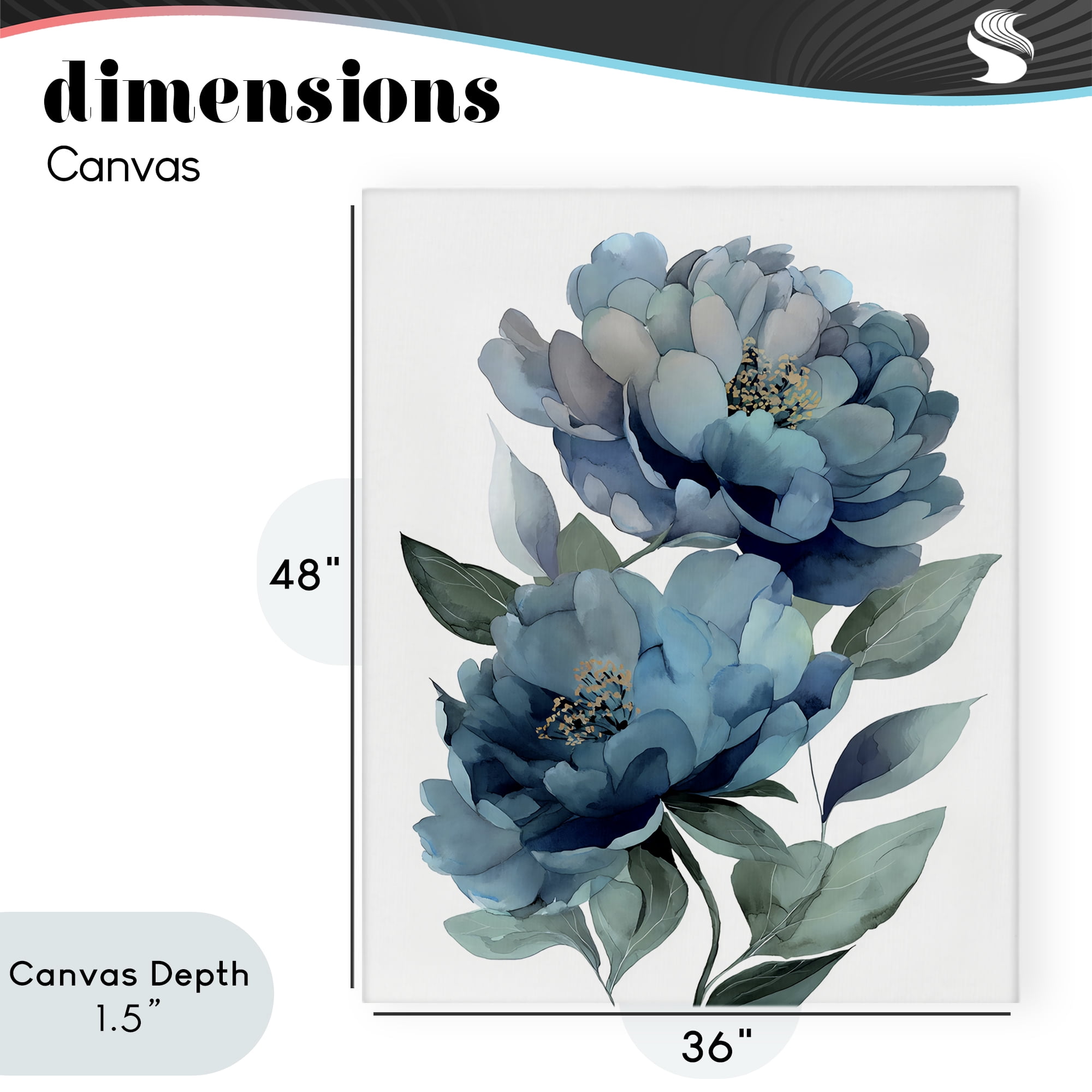 Stupell Industries Two Blue Flowers Serene Peonies Canvas Wall Art, design by Franklyn Gregory