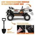 thumbnail image 4 of JOYLDIAS 24V Powered Ride on Dump Truck Construction Vehicles with 2 Seaters, Electric Dump Bed, 4 Engines, 3 Speeds, Shovel, Remote Control, Music, Bluetooth (White), 4 of 9