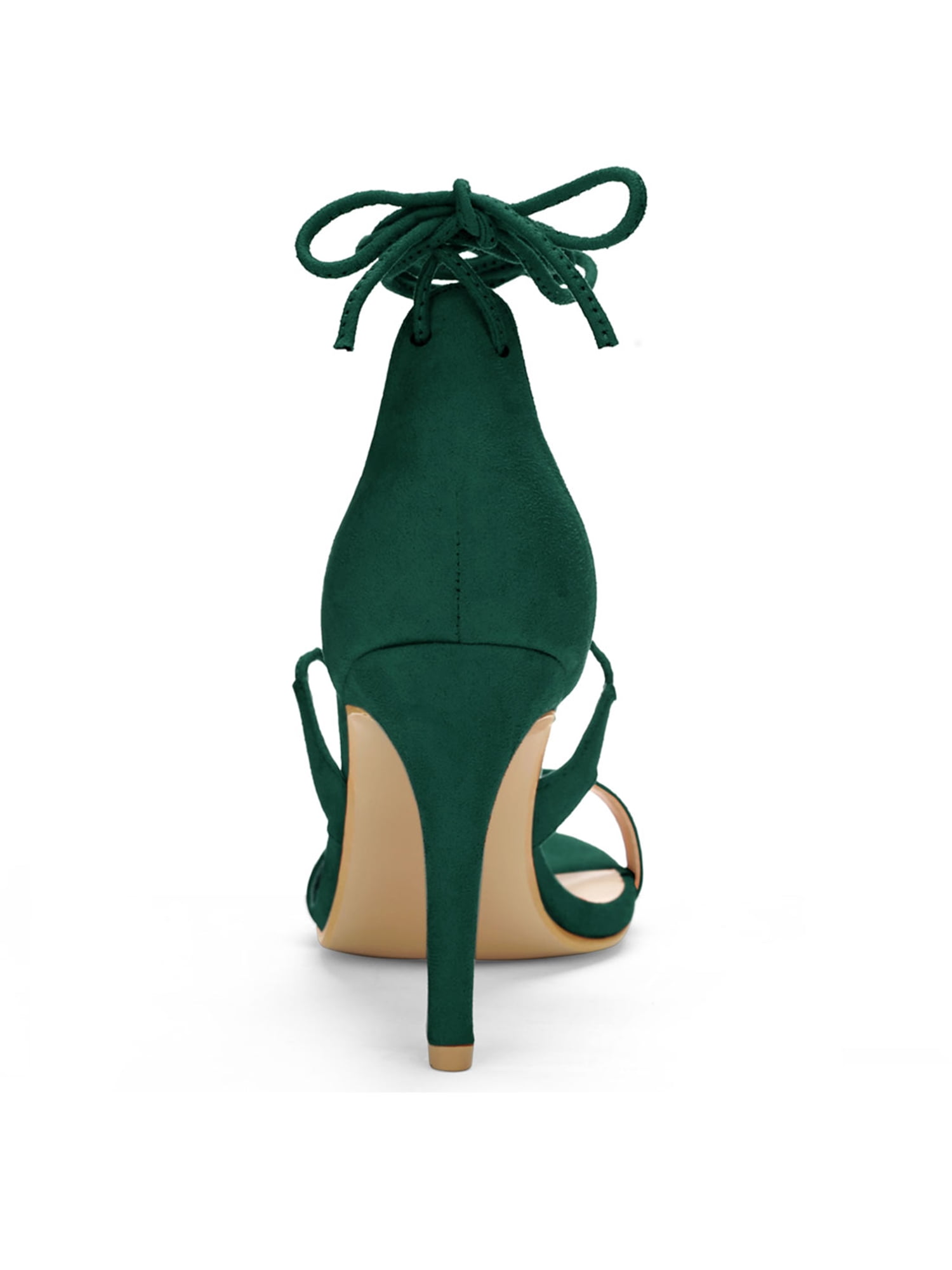 DARING DIVA Women Open Toe Stiletto High Heel Lace-Up Black Sandals 7 Green