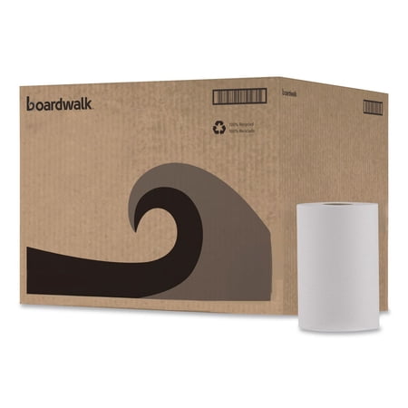 Boardwalk Hardwound Commercial Paper Towels, 1-Ply, 8" x 350 ft, 12 Rolls, White