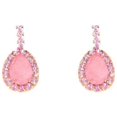 thumbnail image 1 of Pendientes de gota de agua de color rosa de la industria pesada de lujo ligero amor circón con incrustaciones de patrón de color dulce atmósfera S925 pendientes de aguja de plata, 1 of 5