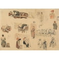 thumbnail image 2 of Samuel Prout 18x14 Black Ornate Wood Framed Double Matted Museum Art Print Titled - Sketches of Peasants and Work-Horses, 2 of 5