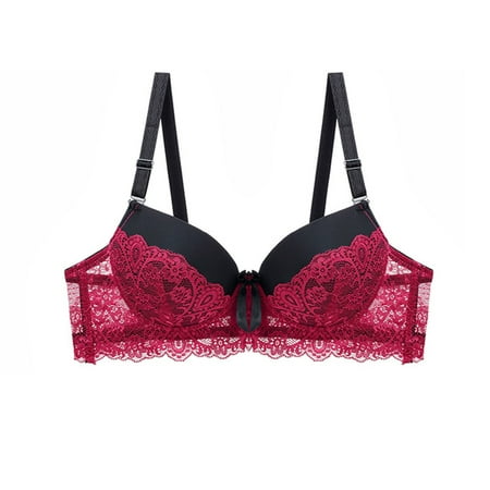 

YYDGH Bras for Women Push Up Bras Lace Trim Everyday Bra Brassiere Red XL
