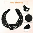 thumbnail image 4 of Unique Bargains Hair Headband Faux Pearl Knotted Headband for Women Girl Black 6.69"x4.72"x1.38" Wide Headband, 4 of 7