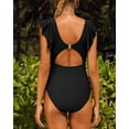 thumbnail image 5 of Attraco Women One Piece Swimsuit Deep V Neck Flounce Ladies Solid Plunging Beachwear Bathing Suit, 5 of 5