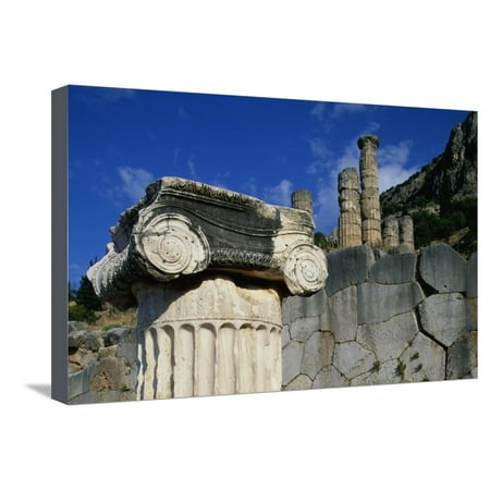 Round Column Marble - Ionic Marble Column Below Temple of Apollo Stretched Canvas Print Wall Art By Paul Souders