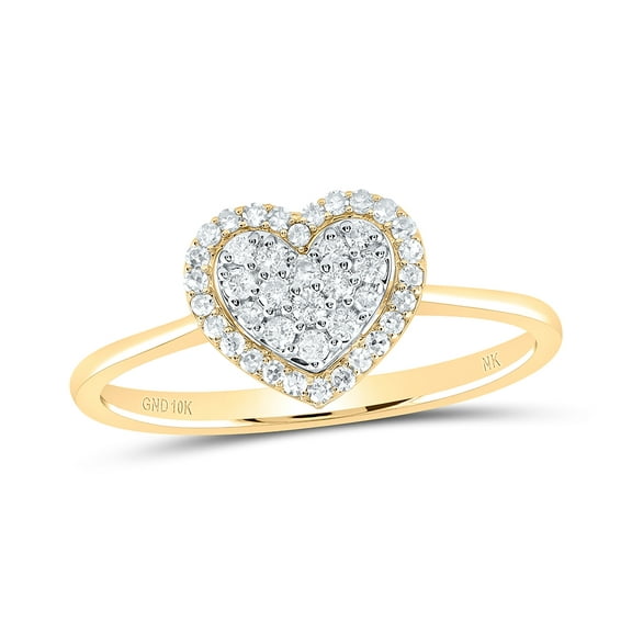 10kt Yellow Gold 1/4 Cttw Natural Diamond Fashion Heart Wedding Engagement Anniversary Ring, Women Size: 5-9