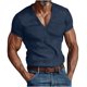 thumbnail image 1 of Camisas de Manga Corta de los Hombres con Cuello en V Top de Color Sólido, Blusa Casual para el Aire Libre, el Ocio Y el Uso Diario de Verano, 1 of 5