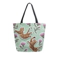 thumbnail image 2 of Large Opening Canvas Tote Bag Thickened Canvas Shopping Bag Commuter Handbag Multi-color Available Two Scuffling Tabby Cats, 2 of 8