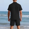 thumbnail image 6 of Laqbezok Men's 2-Piece Linen Set, Casual Short Sleeve Button Down Shirt and Drawstring Shorts Outfit, Relaxed Fit Summer Beach Resort Wear with Pockets, 6 of 6