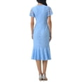 thumbnail image 3 of INSPIRE CHIC Womens' Lace Floral Dresses Fishtail Formal Cocktail Short Sleeve Midi Dress M Light Blue, 3 of 6