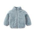 thumbnail image 2 of Drmagiyhm Girls Sherpa Fleece Jacket Full-Zip Jacket Fall Winter Sweat Jackets Warm Sweatshirt Coat Fuzzy Fleece Thick Sweatshirt Cute Winter Coats Light Blue 5-6 Years, 2 of 4