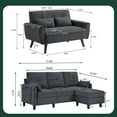 thumbnail image 7 of 79" Convertible Sectional Sofa Set, Small L Shaped 3-Seat Couch with Reversible Chaise and Accent Chair, Modern Linen Sofas Couches for Living Room, Dark Grey, 7 of 7