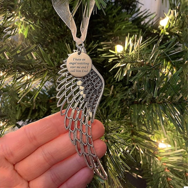 Adornos navideños de alas de ángel, adornos conmemorativos personalizados, adorno de ala de ángel navideño inspirado, regalo de recuerdo sincero, decoración colgante de Navidad