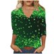 thumbnail image 3 of TaTaai Women's St. Patrick's Day Printed T-Shirt V-Neck 3/4 Sleeve Loose Fit Casual Top Irish Festival Design Spring Holiday Blouse Gift, 3 of 5