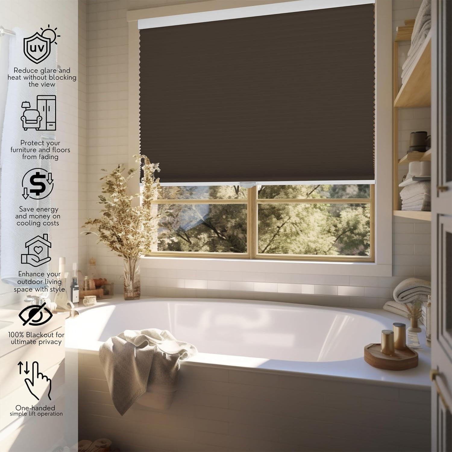 Chicology Brown Cordless Blackout Cellular Shades 24.25 in. W x 48 in. L