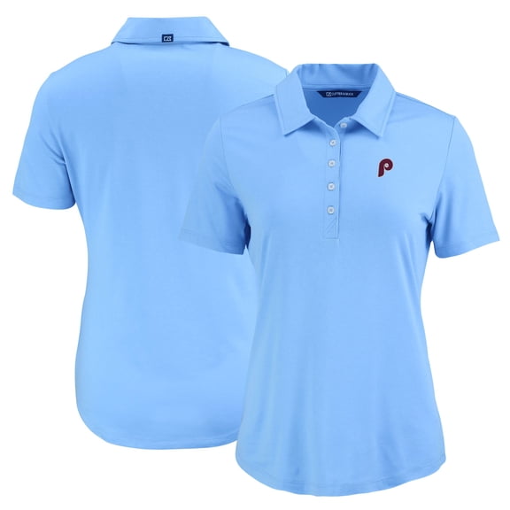 Women's Cutter & Buck Light Blue Philadelphia Phillies Cooperstown Collection Coastline Epic Comfort Eco Recycled Polo