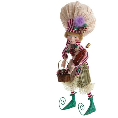 Kurt Adler 20" Fabric Wine Chef Pixie Tablepiece