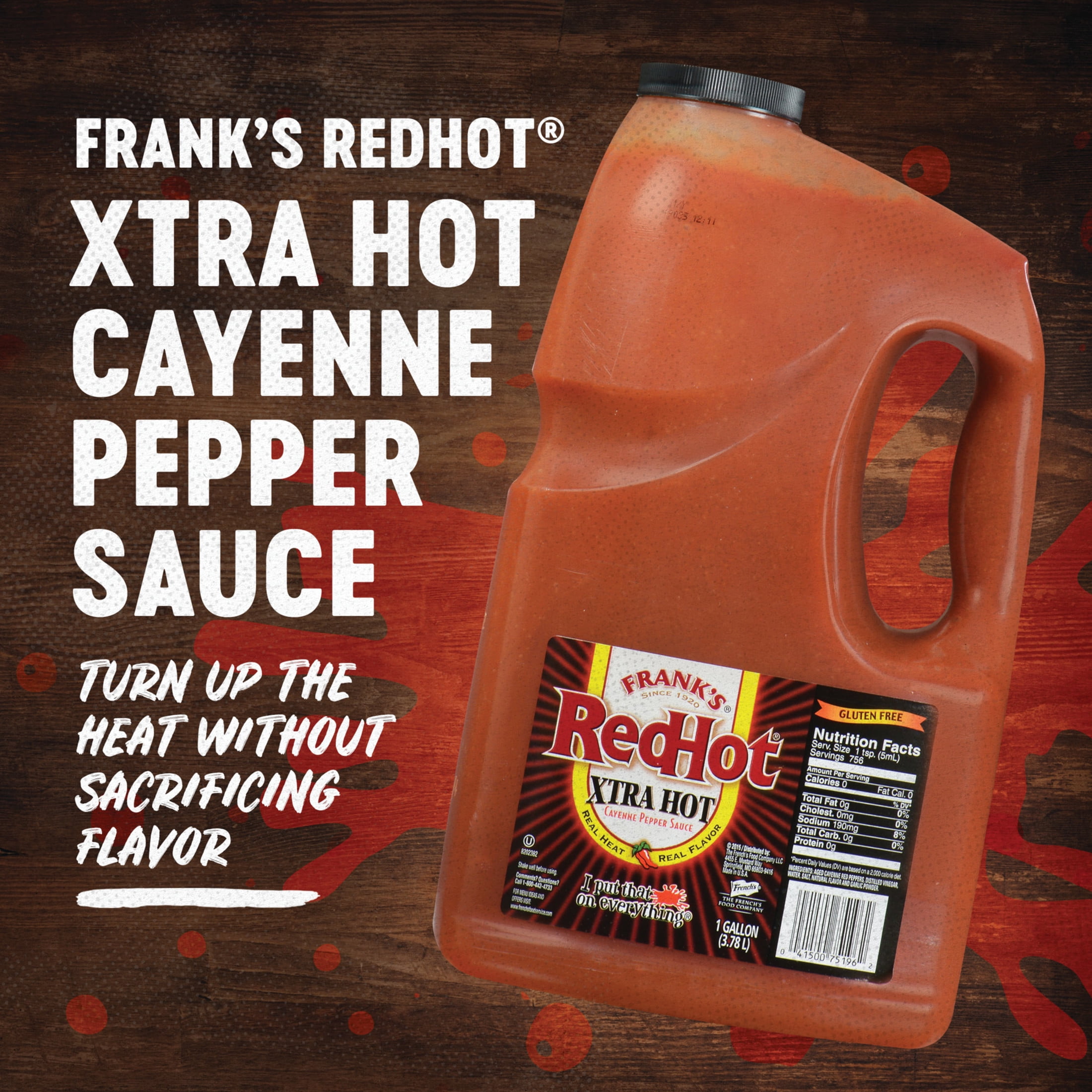 Frank's RedHot Xtra Hot Cayenne Pepper Hot Sauce, 1.0 gal Jug