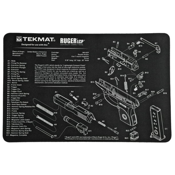 Tekmat Pistol Mat Ruger Lcp Blk - Walmart.com