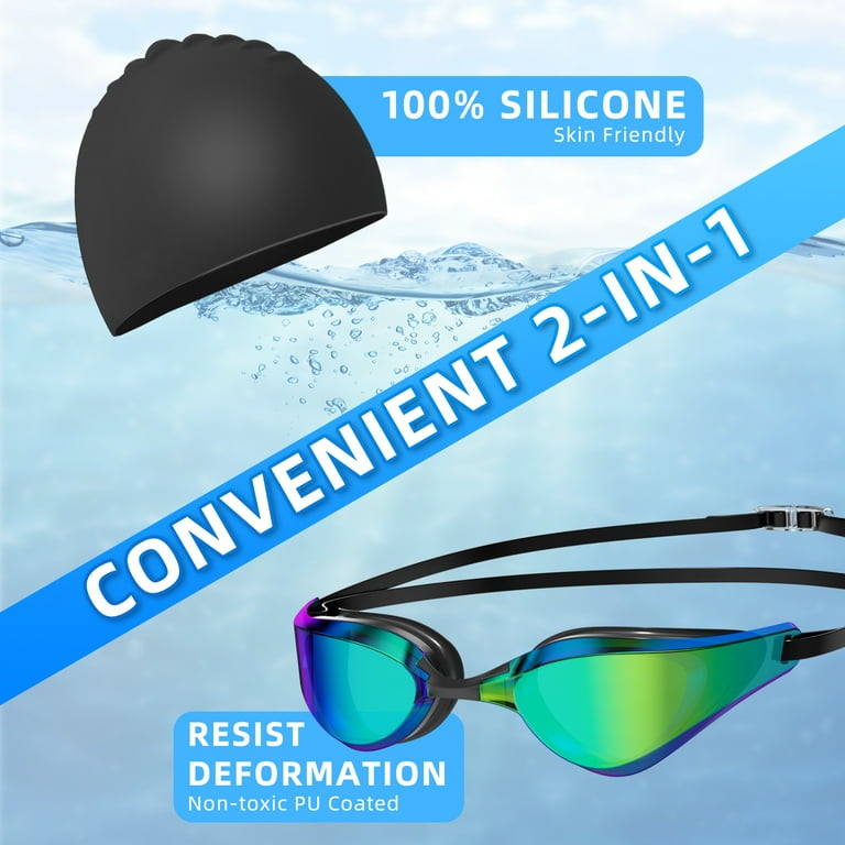 GPED Swimming Goggles Set, Anti-Fog UV Protection, Silicone Swim