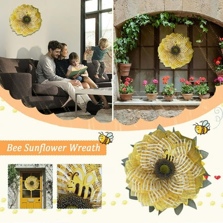 

Mittory Simulation Leaf Bee SunflowerWreath Artificial Garland Hanging Pendants Wedding