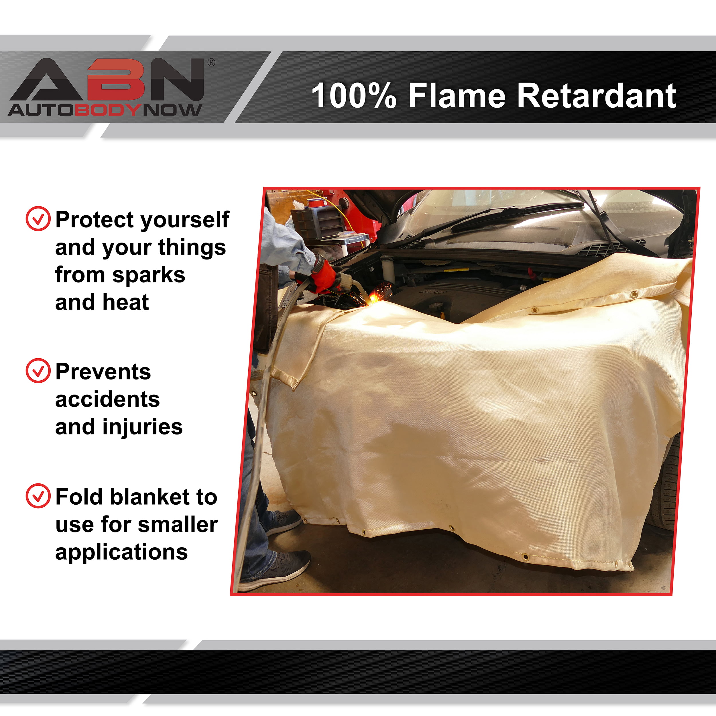 ABN Heavy-Duty Welding or Smoker Fiberglass Fire Retardant Blanket, Size: 6' x 8