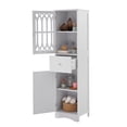thumbnail image 4 of KOFUN Tall Bathroom Cabinet with Adjustable Shelf, Freestanding Linen Tower Bathroom Storage Cabinet with Drawer and 2 Doors, MDF Board, Acrylic Door, Tall Slim, White, 4 of 7