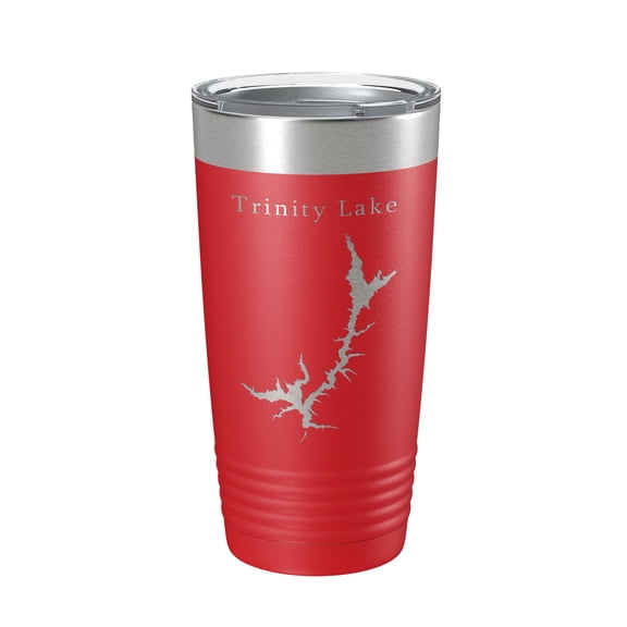 Trinity Lake Clair Engle Map Tumbler Travel Mug Insulated Laser Engraved Coffee Cup California 20 oz Red